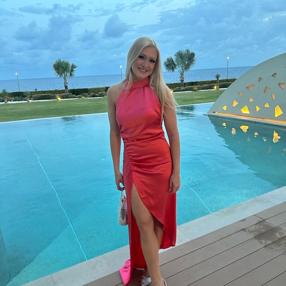 Retrofete Sabrina Dress in Coral - Picture 3 of 5